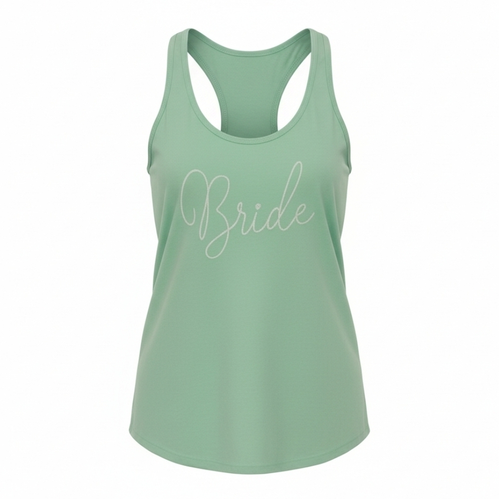 Bride women's mint green raceback lightweight tank top  - large